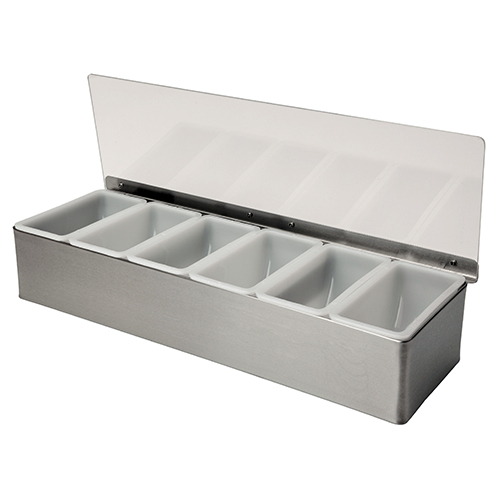 Stainless Steel 6 Compartment Bar Condiment Holder
